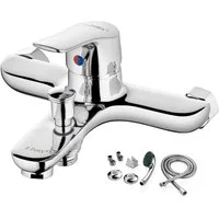 Zilan Badarmatur ZLN--8177 (Set) Edelstahl,DIN-Anschluss,inkl. Handbrause & Brauseschlauch