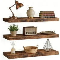 PFCTART Wandregal Wandregal 3er Set 40 cm Vintagebraun aus MDF & Stahl, Set 3-tlg., Schweberegal belastbar bis 10 kg – modern & platzsparend