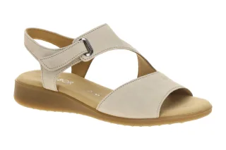 Gabor Damen Sandalette Modell 82.803.43 Grau Leinen Keilabsatz Klettverschluss
