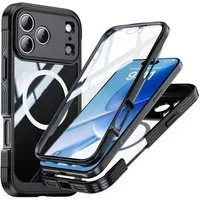 Wigento Handyhülle Für Apple iPhone 17 Pro MagSafe Full Body Hybrid Tasche Bumper Schwarz, Full Body, MagSafe-Unterstützung, präzise Passform