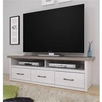 Bega Consult Lowboard TV Board JZ Luca Pinie weiß trüffel2 Fächer, 3 SK B/H/T 148/46/43 cm