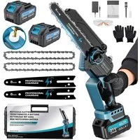 Rinoxar Akku-Kettensäge 8 Zoll Mini Akku Kettensäge, 8000mAh 1200W Motorsäge Handkettensäge, 20 cm Schwertlänge, Set, Elektrisch Mini Chainsaw für Gartenscheren Holzschneidenz DIY