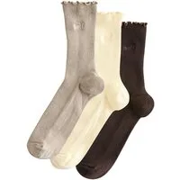 self Kurzsocken Söckchen mit Stickerei und Kräuselsaum, 3er-Pack (1-Paar)