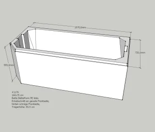 Neuesbad Wannenträger für Bette Profi-Form 160x75 Fußende li SW10060