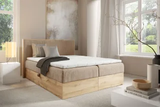 Boxspringbett Schlafzimmerbett ROLAND PREMIUM 180x220cm in Stoff Lincoln Hell...