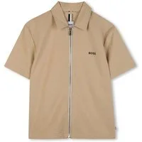 Boss Kidswear Kurzarmhemd BOSS Kidswear kurzärmeliges Seersucker-Hemd beige