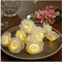 MARELIDA LED-Lichterkette 10 weiße Rosen Rosenblüten Blumengirlande Hochzeit Valentinstag L:1,8m, 10-flammig