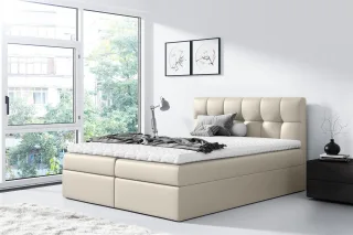 Boxspringbett Schlafzimmerbett CARMEN 200x200cm Kunstleder Beige