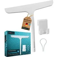 Blumbach Duschabzieher - Silikon Abzieher mit Edelstahlkern, elastisches Wischblatt 28 cm, (Abzieher Dusche mit 2 Halterungen), Premium Duschabzieher 28 cm