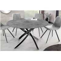 riess-ambiente Esstisch ALPINE 120cm anthrazit/schwarz - rund, Keramik, Beton-Optik, Metall (Einzelartikel, 1-St), mir Sterngestell & Platz für 4 Personen – ideal für Esszimmer & Küche