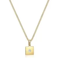 Elli DIAMONDS Collierkettchen Quadrat Diamant (0.015 ct) 585 Gelbgold
