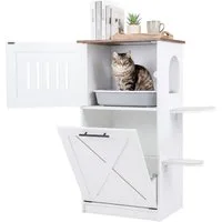 COSTWAY Tierhaus, Katzenklo Schrank, Katzenschrank, Beistelltisch, Holz