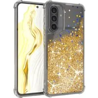 EAZY CASE Handyhülle Liquid Glittery Case für Samsung Galaxy A56 5G 6,7 Zoll, Durchsichtig Back Case Handy Softcase Silikonhülle Glitzer Cover Gold