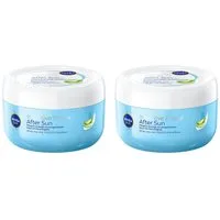 Nivea Sun After Sun-Balsam After Sun Tiegel 2 x 300ml Feuchtigkeit Sheabutter Vitamin E, 2-tlg., Intensivpflege-Balsam bietet tiefenwirksame Pflege