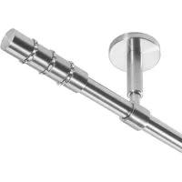 BASIT Gardinenstange Rohr Edelstahl 16 mm mit Deckenträgern 120 cm E25, Ø 16 mm, 1-läufig, verschraubt, Edelstahl, D11 120 cm E25 Kristall