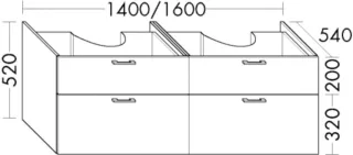 Burgbad Waschtischunterschrank System 30 Preisgruppe 2 Echo 520x1600x540 Eiche Dekor Nachtschwarz SGIS160F7321