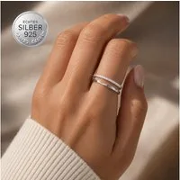 XCOAST Fingerring XCOAST Ring Damen 925 Silber – Infinity Line Unendlichkeitsring (1-tlg., Größe verstellbar), doppellagiges Design, Zirkonia, minimalistisch