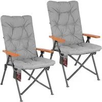 HOMECALL Campingstuhl Faltbar Hochlehner Luxus Klappstuhl mit 4,5cm Dicke Gepolstert (150kg Belastbar mit 4 Positionen Verstellbar Angelstuhl, 2 St), für Garten Balkon Wohnmobil