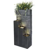 Arnusa Gartenbrunnen Großer Springbrunnen BK846 mit LED Beleuchtung, (Komplett-Set), 101 cm Kaskade Steinoptik Gartendekoration Wasserspiel