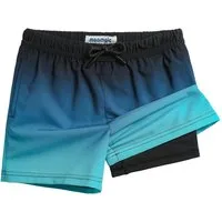 MaaMgic Badehose Shorts Jungen 2-in-1 mit verstellbarem Kordelzug (1-St) Stretch Schwimmshorts mit Innenfutter für Strand und Schwimmbad