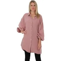 malito more than fashion Hemdbluse malito Damen Musselin Bluse, Oversize Blusenhemd im lässigem Look, weicher Musselinstoff - Einheitsgröße