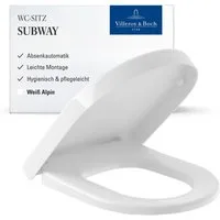 Villeroy & Boch WC-Sitz Subway, Toilettendeckel mit Absenkautomatik, aus Duroplast, D-Form, Weiß Alpin