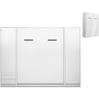QMM TraumMöbel Schrankbett Wandbett modern vertikal GN 160 x 200 mit 2 Schränken - Weiß (Set, 3-St., Schrankbett vertikal 160x200 mit LED, 2 Schränke) Mit LED-Beleuchtung
