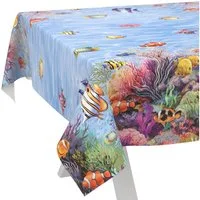 ANRO Tischdecke Wachstuch abwaschbar Aquarium Tischwäsche (Einzelstück 1-tlg), wasserabweisend pflegeleicht Fotoprint Bunt 100x140cm
