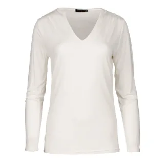 Cremefarbenes Jersey-Top mit V-Ausschnitt