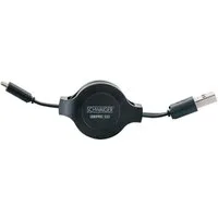 Schwaiger Ausziehbarer Ladekabel 0,8 m USB Typ C Verlängerungskabel Schwarz Smartphone-Ladegerät