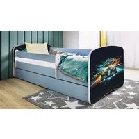 Raumhirsch Furniture Kinderbett 70x140, 80x160, 80x180 cm - Komplettset mit Matratze & Schublade (Bett für Jungs, Einzelbett für Kinder 2–12 Jahre mit Rausfallschutz), verschiedene Farben & Designs