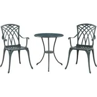 casa.pro Balkonset, (Set, 3-tlg., 1 Tisch, 2 Stühle), »Vena« Bistroset aus Aluminiumguss Dunkelgrau mit grüner Patina