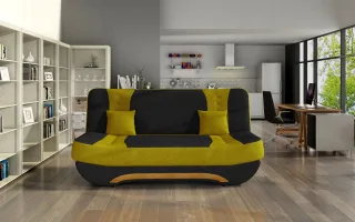 Klick-klack-Sofa Schlafsofa KANDY in Stoff Sawana Schwarz-Gelb