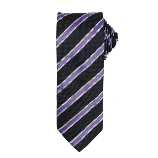 Premier Mens Waffle Stripe Formal Business Tie (Schwarz/Rich Violet)