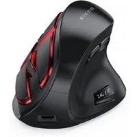 Seenda Vertikale Ergonomische Kabellose Maus, Wiederaufladbar Maus (2.4 GHz Wireless, Bluetooth 5.0, Dual Bluetooth + 2.4G, Multi-Device für Laptop/PC/Mac, Schwarz)