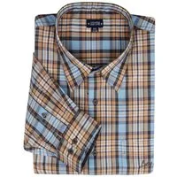 Lucky Star Langarmhemd XXL Langarmhemd hellblau-beige kariert Lucky Star
