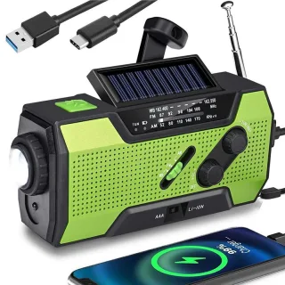 IPRee Emergency Weather Radio Outdoor Portable Hand Crank Radio Solar Powered AM/FM SOS Alarm LED Reading Lamp Flashligh