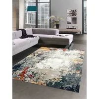 Carpetia Teppich modernes Design Wohnzimmer Flur blau grau rot - pflegeleicht, rechteckig, Höhe: 13 mm