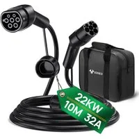 GONEO Typ 2 Ladekabel 7kW/11kW/22kW - Autoladekabel, Elektroauto-Ladekabel, (1000 cm), Typ 2 auf Typ 2 EV Ladekabel mit Tragetasche