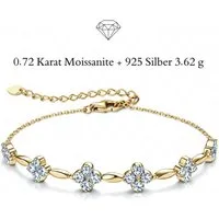 UNIQAL.de Silberarmband Damen 925 Sterling Silber mit Diamant Moissanit 0,72 Karat - KLEEBLATT (Silberarmband mit 24 Moissanit Steinen in floraler Blütenform, 925 Sterling Silber weißgold oder 14K gold veredelt, inkl. Luxuriöse Schmuck Geschenkbox), 