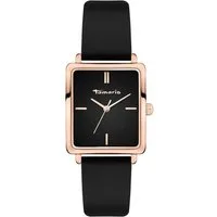 Tamaris Quarzuhr The Square Black Echtleder