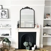 G-LEAF Spiegel Wandspiegel/Ganzkörperspiegel im Barockstil, mit Perlenverzierung (1-St), mit verschlungenen Mustern, 90×60cm, Schwarz
