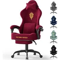 Ferghana Gaming-Stuhl Gaming-Stuhl: Kopfstütze, Lendenkissen, Armlehnen, Fußstütze (Packung), Ergonomischer PC-Stuhl,Rückenlehne 90°-125°