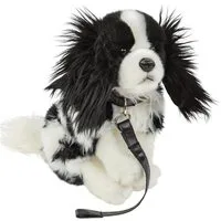 Teddys Rothenburg Kuscheltier Plüschhund Cavalier 27 cm mit Leine schwarz/weiß Kuscheltier Hund