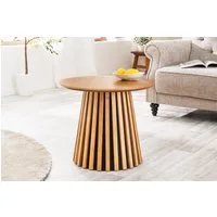 riess-ambiente Couchtisch VALHALLA WOOD 50cm natur · runder Wohnzimmertisch im Japandi-Design (Einzelartikel, 1-St), Säulenfuß aus Massivholz · 1,8cm Tischplatte · Eiche