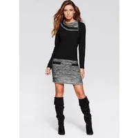 bonprix Strickkleid zweifarbiger Look, toller Umlegekragen