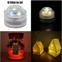 Online-Fuchs LED Dekolicht Set - Power LEDs als Ersatz für Teelichter, Kerzen zur Beleuchtung, 3 leistungsstarke SMD-LEDs, warmweiß, 4er oder 10er Set wählbar