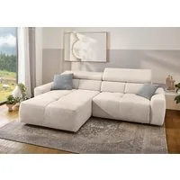 Jockenhöfer Gruppe Ecksofa Unos L-Form, B: 299 cm, mit 60 cm elektr. Sitztiefenverstellung, 140kg Belastbarkeit, USB-Anschluss, Kopfteilverstellung & Zierkissen