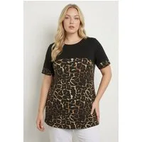 Stil Diva T-Shirt Große Größen Leopardenmuster T-Shirt