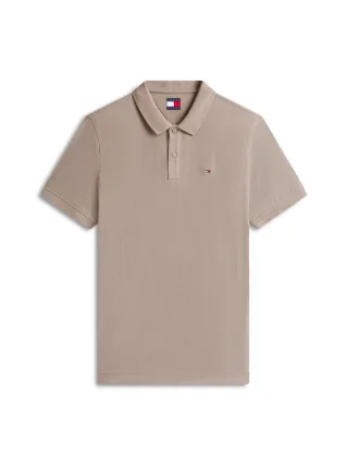 Tommy Jeans - Slim Fit Poloshirt mit Flag-Patch grau - Gr. - XL